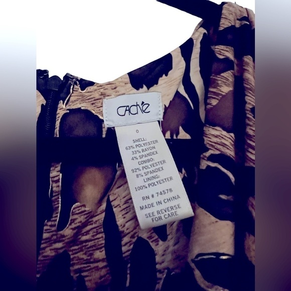 Cache Black Cheetah Print Empire Dress Size 0 - Picture 7 of 8